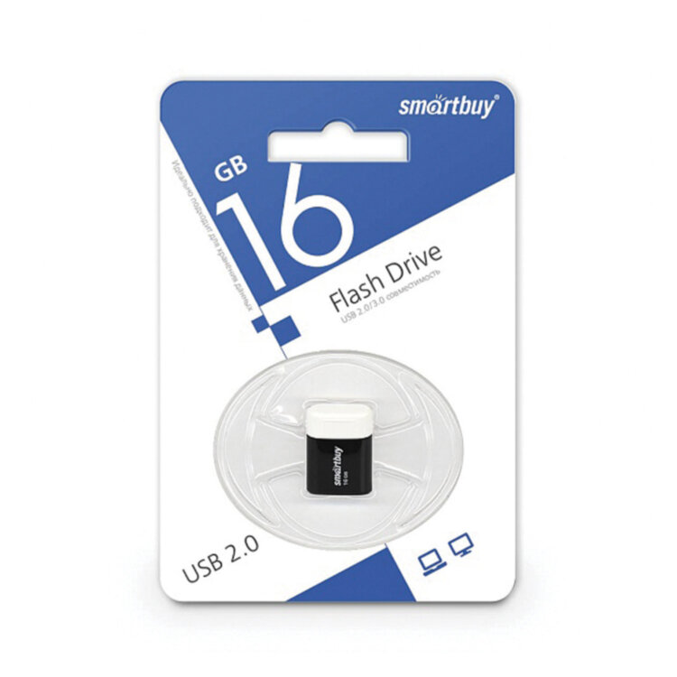 Флеш-диск 16 GB, SMARTBUY Lara, USB 2.0, черный, SB16GBLARA-K, 512797