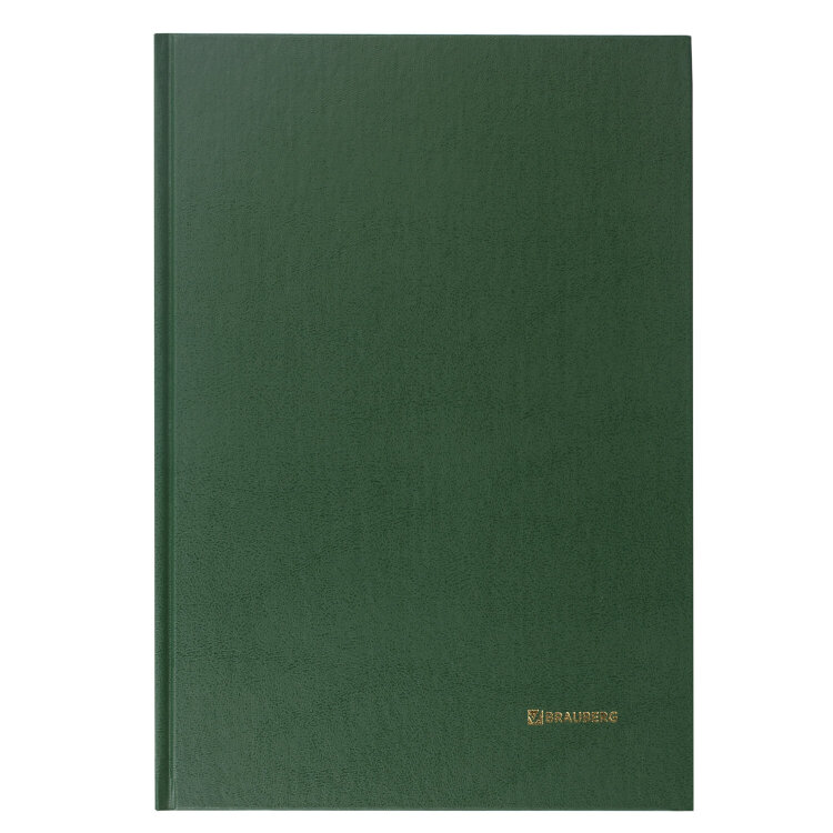 Книга учета 96 л., клетка, твердая, бумвинил, блок офсет, А4 200х290 мм, BRAUBERG, зеленая, 130222, 130222