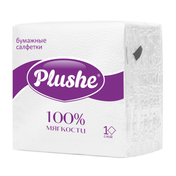 Салфетки бумажные 90 штук, 22,5х22,5 см, PLUSHE (Плюше) Light, белые, 100% целлюлоза, 2774, 115497