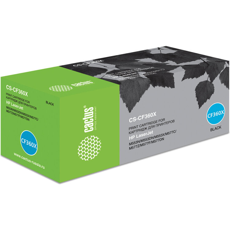 Картридж лазерный CACTUS (CS-CF360X) для HP LaserJet Pro M552dn/M553dn/M553n, черный, ресурс 12500 стр., 362518