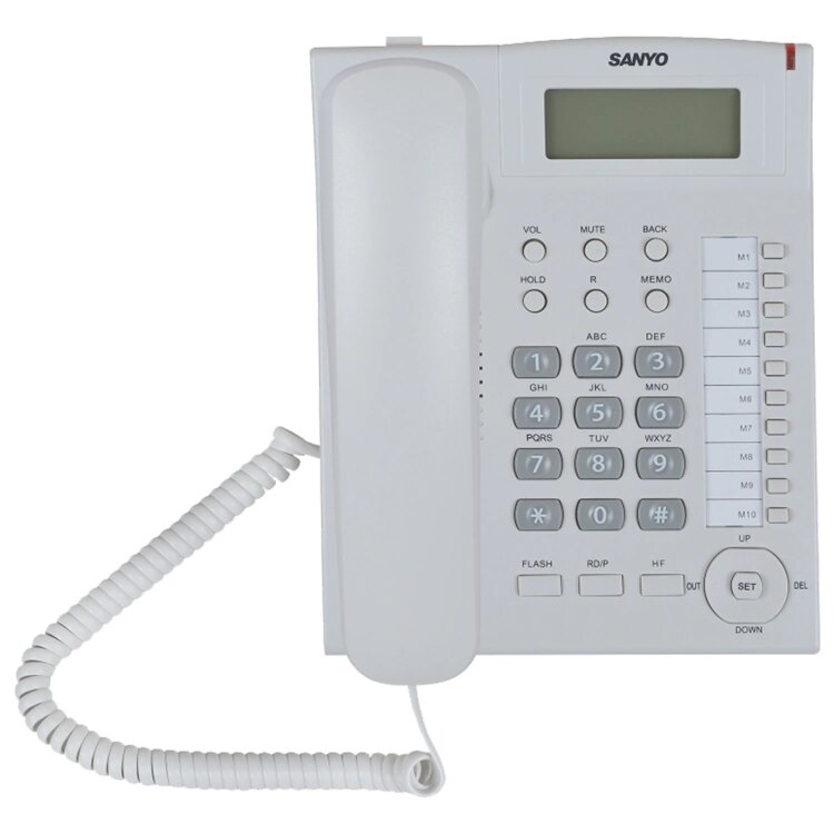 Телефон SANYO RA-S517W, спикерфон, память 30 номеров, тональный / импульсный режим, белый, 263235