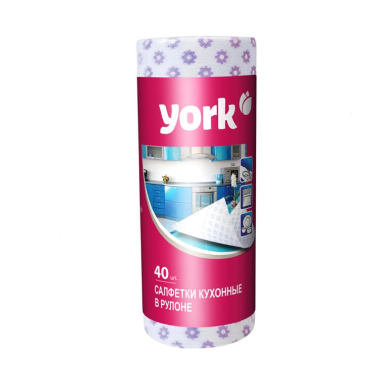 Салфетки ВИСКОЗНЫЕ, "Премиум", 25х40 см, РУЛОН 40 шт., 60 г/м2, YORK, 021100, 703753