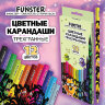 Карандаши цветные FUNSTER (ФАНСТЕР) МОНСТРИКИ, 12 цветов, черный корпус с принтом, трехгранные, 182065, 182065