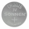 Батарейки литиевые SONNEN Lithium CR2025, "таблетки, дисковые, кнопочные", КОМПЛЕКТ 2 шт., блистер, 457139, 457139