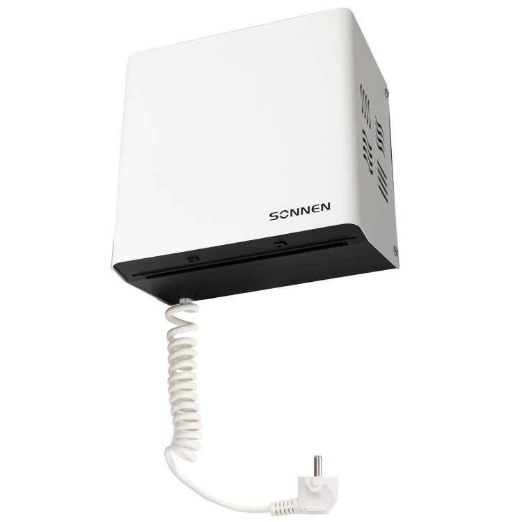 Сушилка для рук SONNEN HDR-1200W, 1200 Вт, производство РОССИЯ, антивандальная, сталь, белая, 701870, 701870