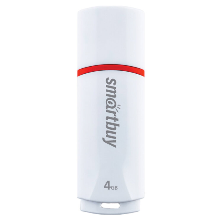Флеш-диск 4 GB, SMARTBUY Crown, USB 2.0, белый, SB4GBCRW-W, 512770