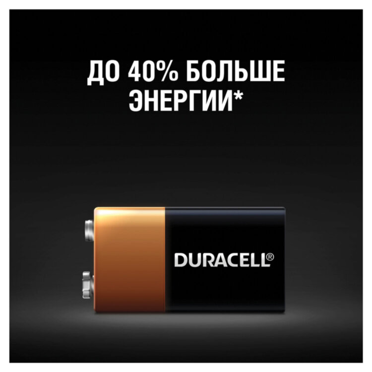 Батарейка DURACELL Basic ОРИГИНАЛ, 6LR61 (КРОНА), алкалиновая, 1 шт., 9 В, блистер, 450427