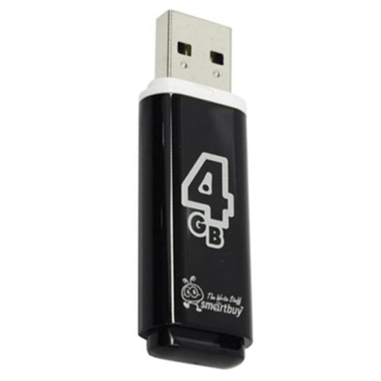 Флеш-диск 4 GB, SMARTBUY Glossy, USB 2.0, черный, SB4GBGS-K, 512764