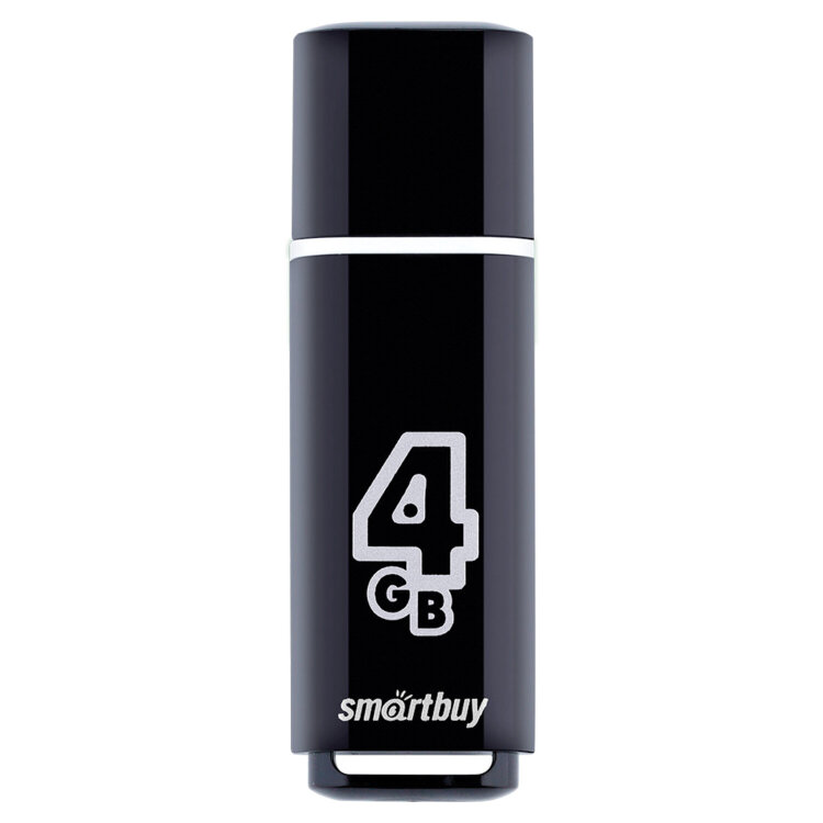 Флеш-диск 4 GB, SMARTBUY Glossy, USB 2.0, черный, SB4GBGS-K, 512764