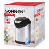 Термопот SONNEN TP-28, 3 л, 900 Вт, 1 температурный режим, ручной насос, сталь, черный/серебро, 456712, 456712