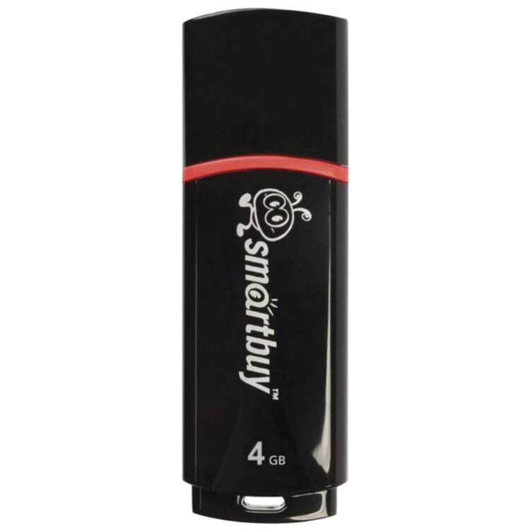 Флеш-диск 4 GB, SMARTBUY Crown, USB 2.0, черный, SB4GBCRW-K, 512763
