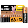 Батарейки КОМПЛЕКТ 12 шт., DURACELL Basic ОРИГИНАЛ, AA (LR6, 15А), алкалиновые, пальчиковые, 450432