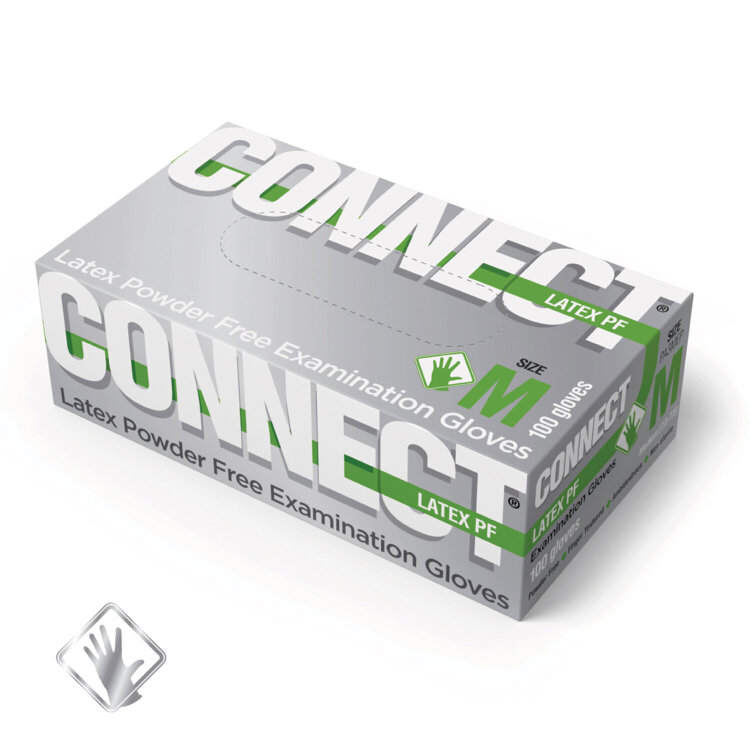 Перчатки смотровые латексные CONNECT, 50 пар (100 штук), размер M (средний), -, 631134