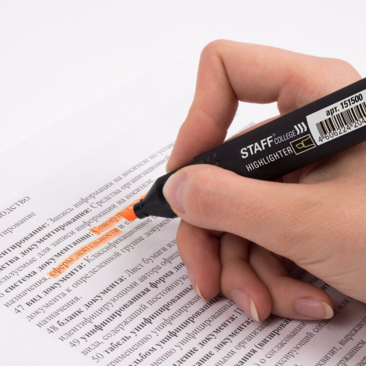 Текстовыделитель STAFF College "STICK HL-497", ОРАНЖЕВЫЙ, 1-4 мм, 151500, 72 штук, 151500