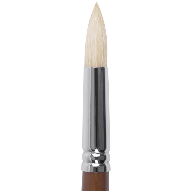 Кисть художественная профессиональная BRAUBERG ART CLASSIC, щетина, круглая, № 12, длинная ручка, 200712, 200712