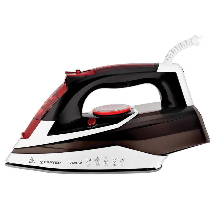Утюг BRAYER BR4005, 2400 Вт, керамическое покрытие, самоочистка, антикапля, антинакипь, автоотключение, коричневый, 456113
