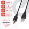 Кабель USB 2.0 AM-BM, 1,5 м, SONNEN Premium, медь, для подключения принтеров, сканеров, МФУ, плоттеров, экранированный, черный, 513128, 513128