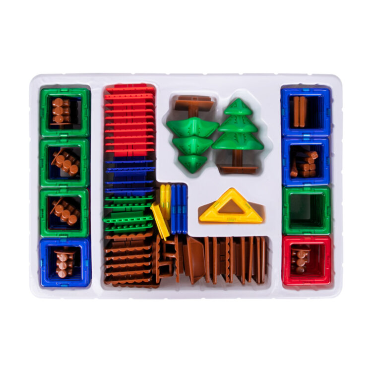 Магнитный конструктор MEGA MAGNETIC BUILD BLOCKS-129 "Построй дом", 129 деталей, BRAUBERG KIDS, 663850, 663850