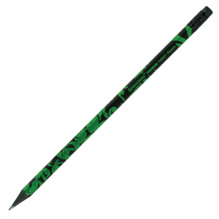 Карандаш чернографитный BRAUBERG "PREMIUM TURKEY", 1 шт., "Flowers", НВ, ассорти, дисплее, 181562, 72 штук, 181562
