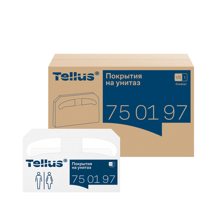 Покрытия на унитаз Tellus/TORK (Система V1), 1/2 сложения, КОМПЛЕКТ 250 шт., 37х41 см, Advanced, белые, 750197, 608716