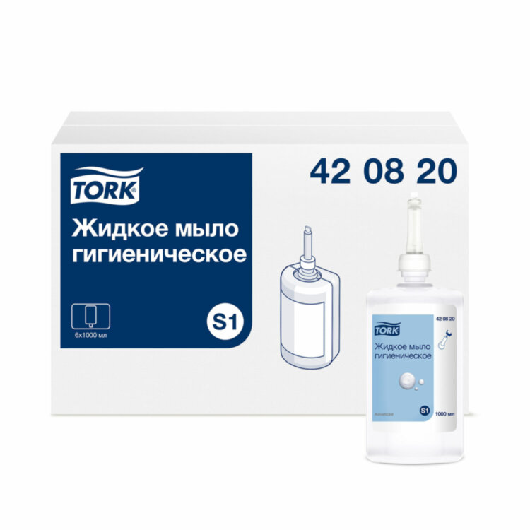 Картридж с жидким мылом одноразовый Tellus/TORK (Система S1) Advanced, 1 л, гигиенический эффект, 420821, 420820,420821, 608892