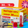 Клей-карандаш 9 г ВЫГОДНАЯ УПАКОВКА КОМПЛЕКТ 30 штук, BRAUBERG, 270484, 270484