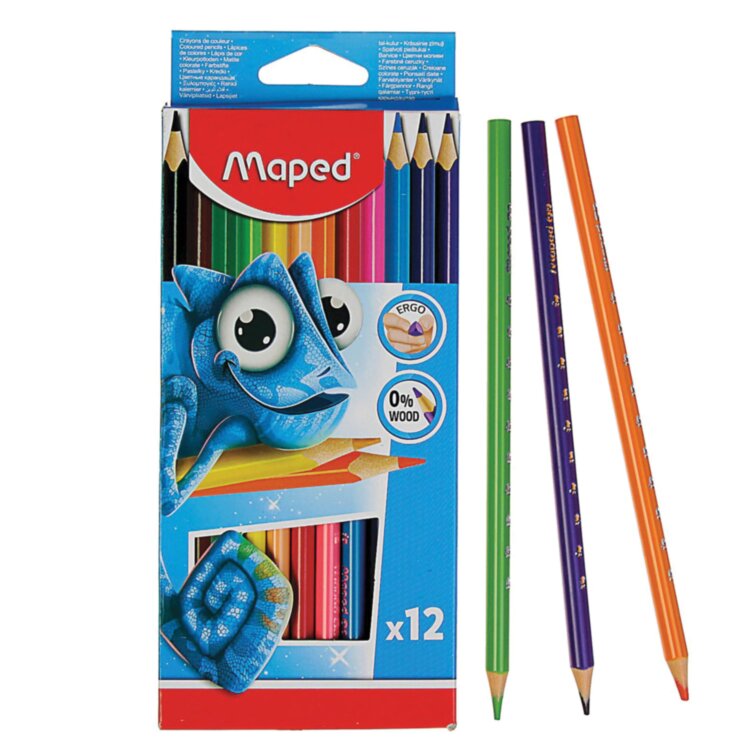 Карандаши цветные MAPED (Франция) "Pulse", 12 цветов, трехгранные, 862702, 181599
