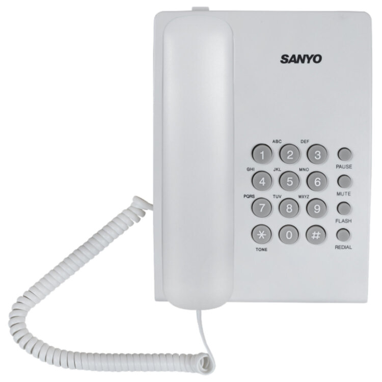 Телефон проводной SANYO RA-S204W, тональный / импульсный режим, повтор, белый, 263238