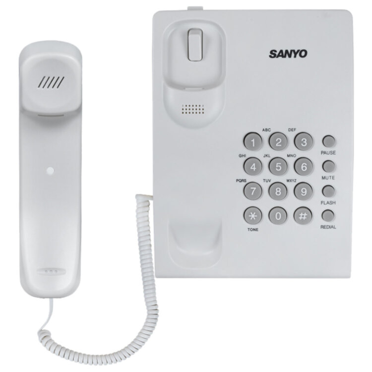 Телефон проводной SANYO RA-S204W, тональный / импульсный режим, повтор, белый, 263238