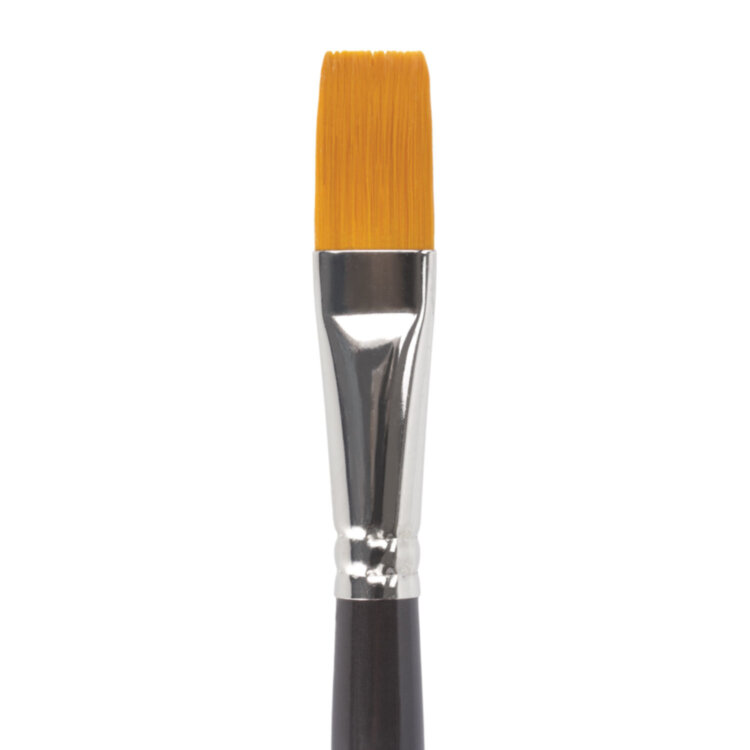 Кисть художественная профессиональная BRAUBERG ART CLASSIC, синтетика жесткая, плоская, № 18, длинная ручка, 200671, 200671