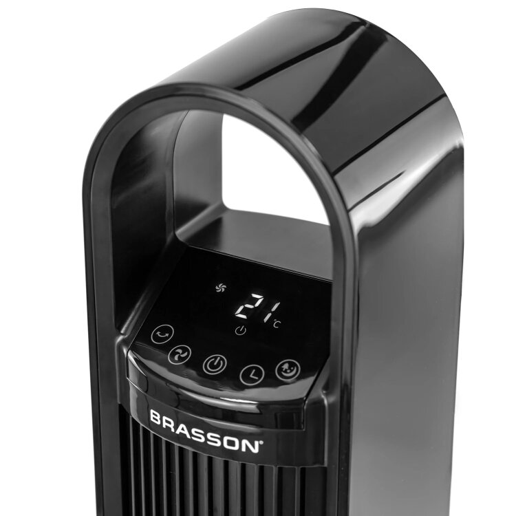 Вентилятор колонный BRASSON (БРАССОН) BTF08-B, 60 Вт, 90 см, сенсор, ТИХИЙ, 3 скорости, пульт ДУ, черный, 457788, 457788