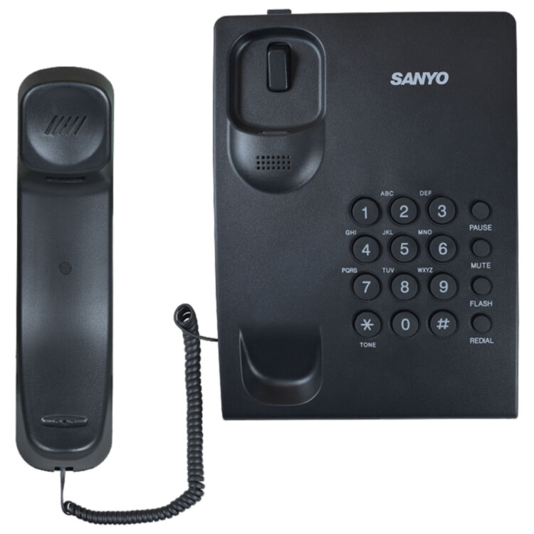 Телефон проводной SANYO RA-S204B, тональный / импульсный режим, повтор, чёрный, 263237