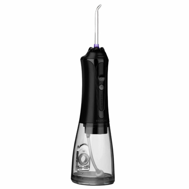 Ирригатор для полости рта REVYLINE RL 450 New, портативный, емкость резервуара 0,3 л, 5 насадок, черный, 7993, 457240