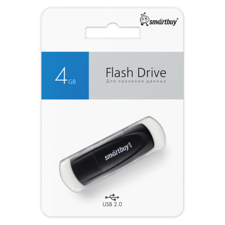 Флеш-диск 4 GB SMARTBUY Scout USB 2.0, черный, SB004GB2SCK, 513756