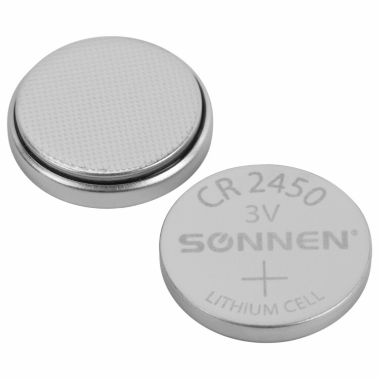 Батарейка литиевая SONNEN Lithium CR2450 "таблетка, дисковая, кнопочная" 1 шт., блистер, 455601, 455601