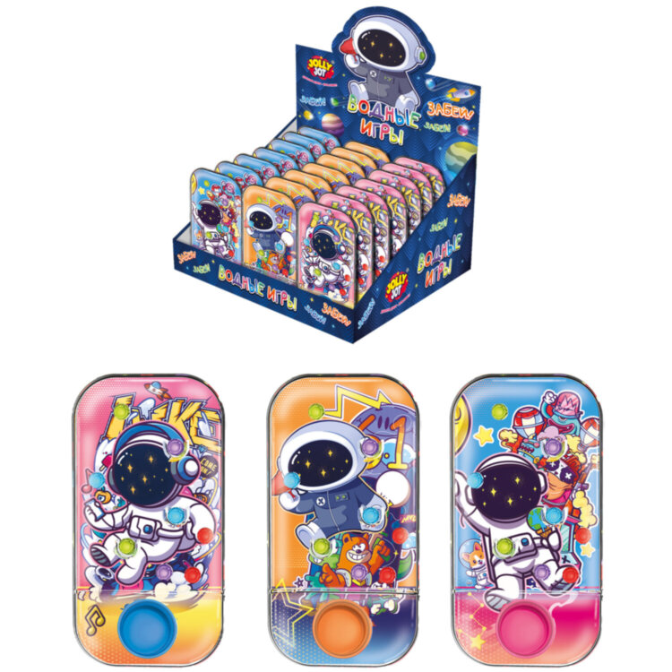 Водная игра КОСМОНАВТЫ, 11х6 см, мячики, ассорти, 3 вида, дисплей, JOLLY JOT (ДЖОЛЛИ ДЖОТ), 665996, 24 штук, 665996