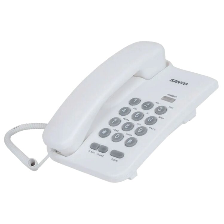 Телефон проводной SANYO RA-S108W, тональный / импульсный режим, повтор, белый, 263239