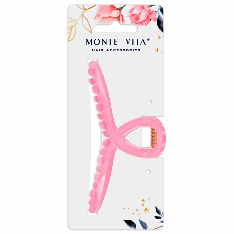 Краб для волос 11 см, глянцевый, розовый, MONTE VITA (МОНТЕ ВИТА), 457007, 12 штук, 457007