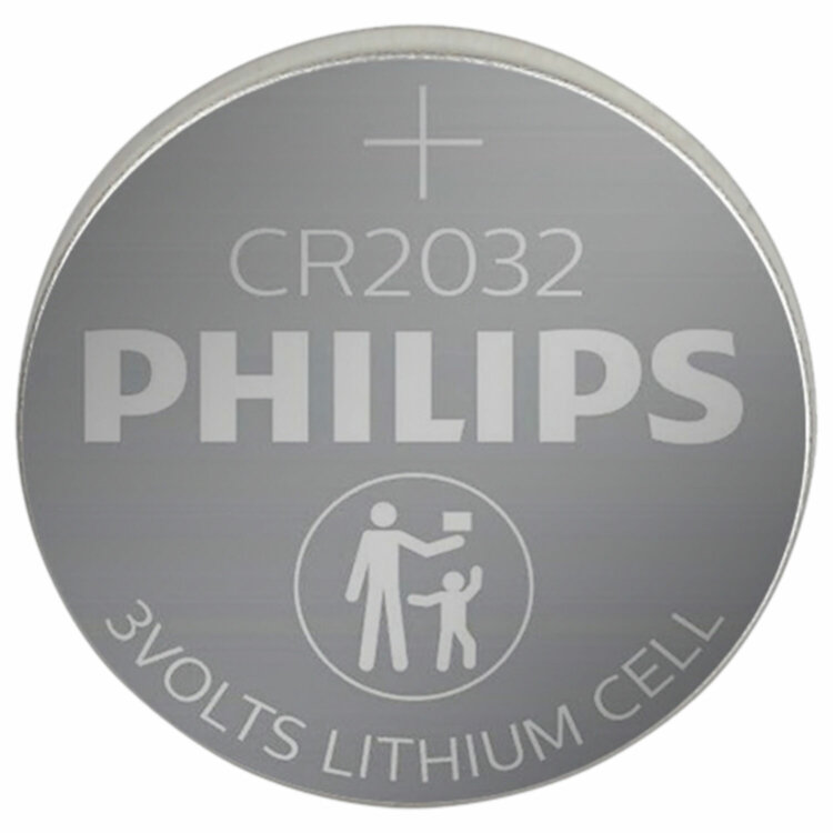 Батарейка литиевая PHILIPS Lithium CR2032, таблетка, дисковая, кнопочная, 1 шт., блистер (отрывной блок), Б0064640, 458298