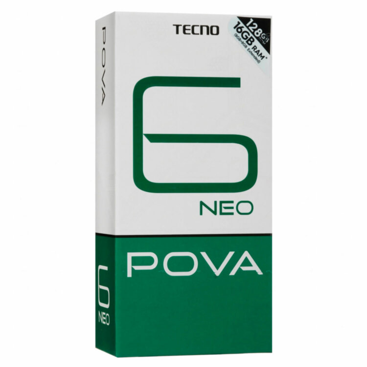 Смартфон TECNO POVA 6 NEO, 2 SIM, 6,8", 4G, 60/8 Мп, 8/128 ГБ, черный, пластик, TCN-LI6.8.128.SPB, 263207