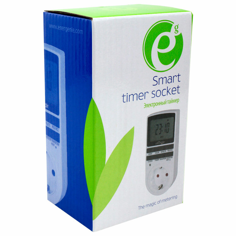 Таймер электрический ENERGENIE LCD-дисплей 2,3" белый, EG-SST-01, 514217