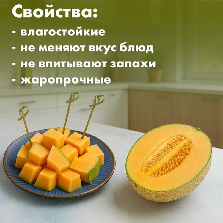 Пики (шпажки) для канапе бамбуковые УЗЕЛОК, 6 см, 100 шт., КП, 123314, 700669
