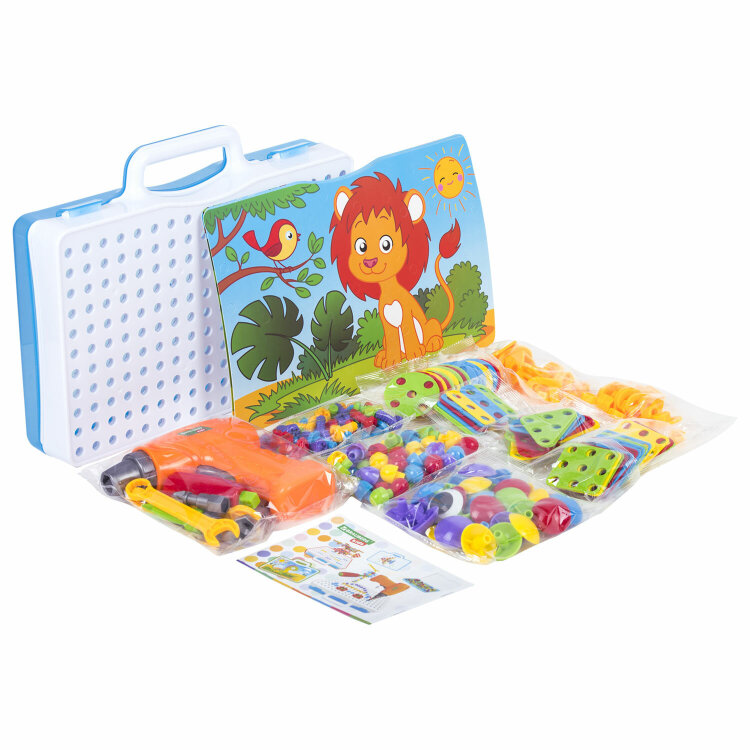 Конструктор с шуруповертом РАЗВИВАЮЩИЙ 247 деталей, BRAUBERG KIDS, 665204, 665204