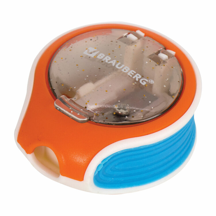 Точилка BRAUBERG "Mix Soft", пластиковая, с контейнером, корпус ассорти, 229585, 12 штук, 229585