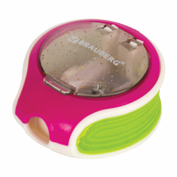 Точилка BRAUBERG "Mix Soft", пластиковая, с контейнером, корпус ассорти, 229585, 12 штук, 229585