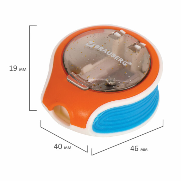Точилка BRAUBERG "Mix Soft", пластиковая, с контейнером, корпус ассорти, 229585, 12 штук, 229585