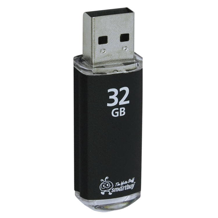 Флеш-диск 32 GB, SMARTBUY V-Cut, USB 2.0, металлический корпус, черный, SB32GBVC-K, 512186