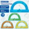 Транспортир 12 см, 180 градусов, BRAUBERG, прозрачный, неоновый, ассорти, 210849, 210849