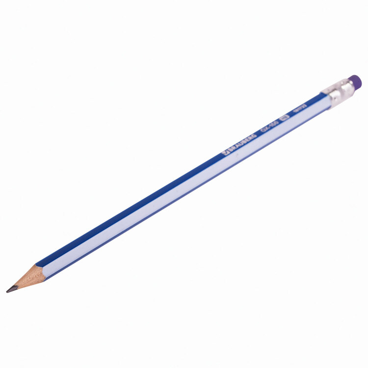 Карандаш чернографитный BRAUBERG "GX-100", 1 шт., HB, с ластиком, корпус синий, 181720, 72 штук, 181720