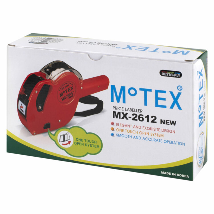 Этикет-пистолет 1-строчный, 9 символов, 26х12 мм, MOTEX МХ-2612NEW, Корея, МХ-2612 NEW, 290344